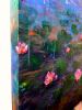 Pink water lilies in the twilight | Oil And Acrylic Painting in Paintings by Elena Parau. Item composed of canvas and synthetic in contemporary or industrial style