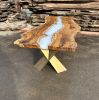 Live Edge Cream - White Epoxy Resin Hackberry Table | Dining Table in Tables by Tinella Wood. Item composed of wood in boho or minimalism style