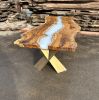 Live Edge Cream - White Epoxy Resin Hackberry Table | Dining Table in Tables by Tinella Collection. Item composed of wood in boho or minimalism style
