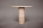 Bullet Leg Travertine Round Dining Table | Tables by HamamDecor LLC. Item made of marble compatible with mediterranean and modern style