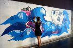 Tape art mural “Marsel mermaid” | Murals by Fabifa. Item made of synthetic
