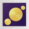 Golden Disks on Violet (SOLD) | Oil And Acrylic Painting in Paintings by Alessia Lu. Item composed of canvas in minimalism or contemporary style