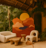 Earthy 3D Desert Backdrop with Sculptural Waves for Events | Public Sculptures by Blaise Danio. Item made of synthetic