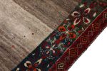 Hand-Knotted Mid-Century Vintage Gabbeh Rug in Gray Red | Area Rug in Rugs by Rug and Kilim