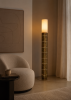 Handcrafted Ceramic Floor Lamp with Linen Sphere Shade | Lamps by SVITANOK by Artem Zakharchenko. Item composed of linen and ceramic in minimalism or contemporary style