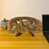 1920s Chinoiserie Carved Wood Fragment — Polychrome Architec | Sculptures by Loom&Drift. Item made of wood compatible with country & farmhouse and art deco style