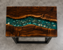 Luxury Epoxy Side Table, C Shape Epoxy Table Top | End Table in Tables by Innovative Home Decors. Item composed of wood compatible with country & farmhouse and art deco style