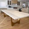 Cashmere White Brass Tunnel Table | Dining Table in Tables by YJ Interiors. Item composed of oak wood and brass in mid century modern or contemporary style