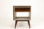The Yin Yang | Nightstand in Storage by Curly Woods. Item made of oak wood with concrete works with mid century modern & modern style
