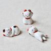 Lucky Cat Trio: Japanese Porcelain Maneki Nekko Figurines | Ornament in Decorative Objects by Maia Ming Designs. Item in japandi style