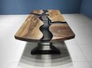 Oval Walnut Smoke Epoxy Resin Coffee Table, Epoxy Dining | Dining Table in Tables by LuxuryEpoxyFurniture. Item made of wood & synthetic