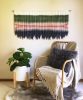 LAURINA Green Pink Textile Wall Hanging, Dip Dye Fiber Art | Tapestry in Wall Hangings by Wallflowers Hanging Art. Item composed of wool and fiber in boho or mid century modern style