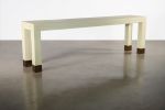 Dino Linen Modern Console with Bronze Sabots from Costantini | Console Table in Tables by Costantini Design. Item made of wood with linen