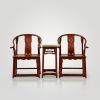 Ming Imperial Horseshoe Armchair Trio Set with Kylin Relief | Chairs by Dynasty Artisan. Item made of wood works with contemporary & eclectic & maximalism style