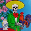 El Catrín con Gallo | Paintings by Berezart. Item made of canvas compatible with contemporary and eclectic & maximalism style