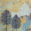 Twenty-Four in the Trees 42"x32" - Mixed Media on Wood Panel | Oil And Acrylic Painting in Paintings by Carolyn Johnson Coastal Art. Item made of wood with synthetic