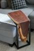 Live-edge Walnut Waterfall C-table | Side Table in Tables by Hazel Oak Farms. Item made of walnut with steel