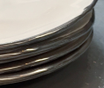 White Gold Rimmed Plates | Dinnerware by FisheyeCeramics | The Pool in New York. Item made of stone