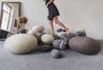 Set of felted wool stones "NOW" | Benches & Ottomans by KATSU. Item made of cotton