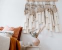 Natural Linen and Bamboo Fringes Fiber Art | Tapestry in Wall Hangings by Ranran Studio by Belen Senra. Item composed of bamboo and cotton