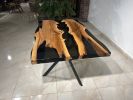 Walnut Wood Table with Black Epoxy | Dining Table in Tables by Gül Natural Furniture. Item made of oak wood works with mid century modern & contemporary style