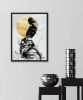 Painting gold art feminine figure | Mixed Media in Paintings by Oplyart. Item composed of paper in minimalism or mid century modern style
