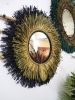 Raffia Mirror, Single Round Raffia Mirror, Boho Mirror, Wall | Decorative Objects by Magdyss Boutique. Item composed of bamboo and cotton in boho or contemporary style