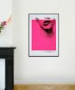 Biting Lip in Neon Pink | Prints by Ronald Hunter. Item composed of paper in minimalism style