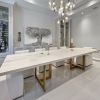 Cashmere White Brass Trio Table | Dining Table in Tables by YJ Interiors. Item composed of oak wood and brass in contemporary or eclectic & maximalism style