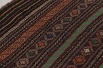 vintage Persian Soumak Kilim, Brown with Polychromatic | Area Rug in Rugs by Rug and Kilim