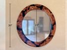 Eye-Catching Round Cherry Burl Wall Mirror - 30” | Decorative Objects by thomas weber. Item composed of wood and glass in boho or country & farmhouse style