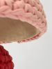 The Knitty Table Lamp in Cherry Red and Pale Pink | Lamps by Meg Morrison. Item made of fabric with ceramic works with boho & mid century modern style