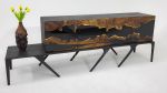 Handmade Olive Epoxy Sideboard, Epoxy Console, Credenza | Storage by Tinella Collection. Item made of wood works with minimalism & contemporary style