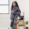 Alloy Dark Blue Gray Stripes Merino Handloom Throw | Linens & Bedding by Studio Variously. Item composed of linen