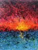 Red Sky Ocean | Oil And Acrylic Painting in Paintings by Tim Kim Design. Item made of wood works with contemporary style