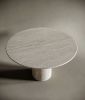 Travertine Round Dining Table - Marble Table Top | Tables by TigerWoodAtelier. Item made of metal & marble compatible with minimalism and mid century modern style