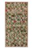1960s Vintage Distressed Runner in Green, Beige-Brown, Grey | Area Rug in Rugs by Rug and Kilim