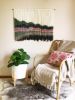 RIPPLES Green Pink Black Dip Dyed Textile Wall Hanging | Macrame Wall Hanging in Wall Hangings by Wallflowers Hanging Art. Item made of oak wood with wool works with boho & mid century modern style