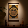 Imperial Yunjin Silk Ashtamangala Thangka Framed Art | Embroidery in Wall Hangings by Dynasty Artisan. Item composed of wood and fabric in contemporary or eclectic & maximalism style