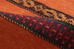 Vintage Afghan Kilim in Orange with Geometric Stripes | Area Rug in Rugs by Rug and Kilim. Item made of wool