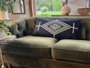 Black wool pillow aztec design 32x16 | Pillows by MISA. Item made of wool works with mid century modern & contemporary style