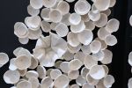 Wall Sculpture Mounded on Wooden Boards, B&W | Wall Hangings by SevaCeramics | Laguna Design Center in Laguna Niguel. Item composed of wood and ceramic