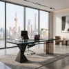 Song Dynasty Inspired Solid Natural Blue Marble Table/Desk | Communal Table in Tables by Dynasty Artisan. Item made of wood with marble works with minimalism & contemporary style