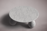 Cons Italian White Marble Round Coffee Table | Tables by HamamDecor LLC. Item composed of marble compatible with art deco and modern style