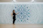 Blue and White Yoga Studio Mandala Mural | Murals by Urbanheart | Pure Yoga Republic Plaza in Singapore. Item composed of synthetic
