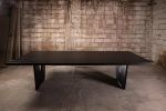 V Black Oak Dining Table | Tables by Aeterna Furniture. Item composed of oak wood