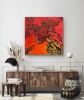 Red Spill | Oil And Acrylic Painting in Paintings by Catherine Détraves. Item composed of canvas in contemporary or eclectic & maximalism style