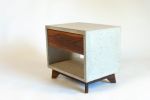 Straight Dwarf | Nightstand in Storage by Curly Woods. Item made of oak wood with concrete works with mid century modern & industrial style