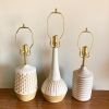 Threaded Table Lamp | Lamps by Megan Sauve Ceramics. Item composed of linen & brass compatible with boho and mid century modern style