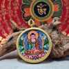 Authentic Mineral Pigment Amitabha Necklace Tibetan Art | Ornament in Decorative Objects by Dynasty Artisan. Item composed of metal compatible with contemporary and eclectic & maximalism style